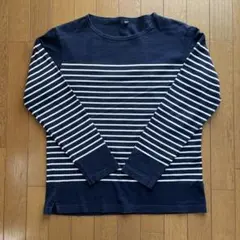 UNIQLO ネイビー/ホワイト ボーダー 長袖カットソー L