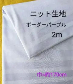 ニット生地◆2m◆ボーダー柄パープル