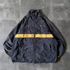 00s Champion ナイロンジャケット 刺繍ロゴ 2XL 紺 A357
