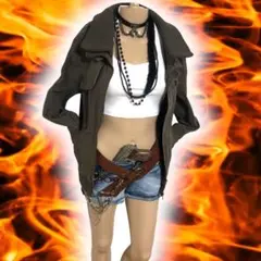 古着 ミリタリージャケット カーキ 強めギャル Y2K ストリート モード系