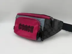 COACH コーチ ウエストバッグ ブラック×ピンク レザー - メルカリ