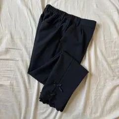 Fit more 裾リボンテーパードパンツ S