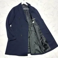 美品　希少サイズ3L オリヒカORIHICA ダブルチェスターコート ネイビー