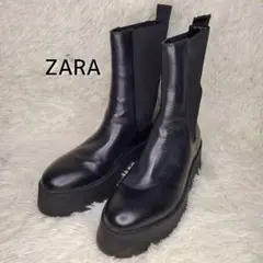 【美品】ZARA サイドゴアブーツ 厚底 レディース 黒 25cm