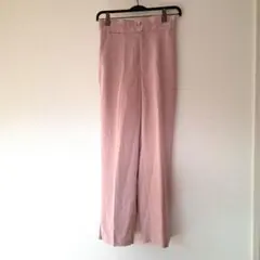 QUEENS COURT 新品 薄ピンクセンタープレス サイドスリットパンツ