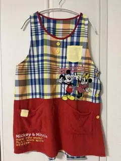 ミッキー・ミニー エプロン チェック柄