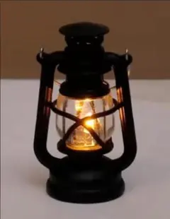 1/6サイズ　ミニチュア　レトロランタン黒　LED