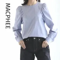 MACPHEE｜マカフィ 定価1,2万 ギャザースリーブ ブラウス ストライプのサムネイル
