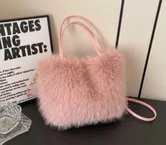 大人可愛い♡ふわふわファーバッグ ピンク 2way ショルダー 韓国 デート