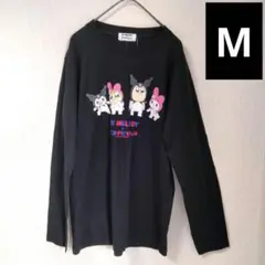 レディースM ポプテピピック マイメロディ　ロンT長袖 Tシャツ ブラックのサムネイル