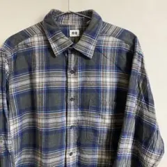 UNIQLO オンブレ ネルシャツ 長袖シャツ グレー 青 紫 L