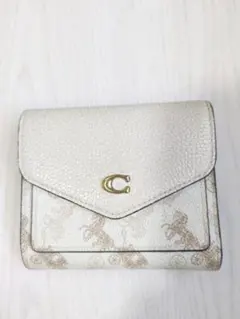 Coach 二つ折り財布 ホワイト 馬車プリント