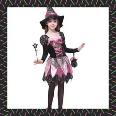 値下げ‼️ハロウィンコスプレワンピース 魔女 130〜140可愛い ピンク黒