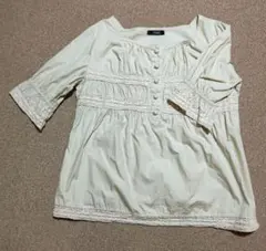 【大きいサイズ】五分袖の可愛いオフホワイトのチュニック⭐️