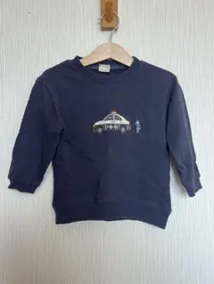 petit main 刺繍ネイビー長袖トレーナー