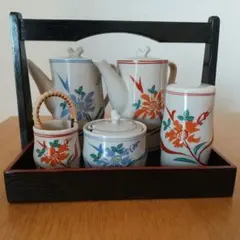 灶師　 赤絵花 調味揃