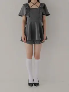 BUBBLES バックリボンペプラムセットアップ