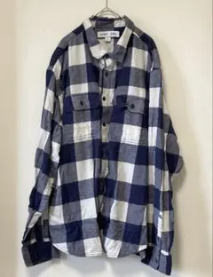 オールドネイビー チェック ネルシャツ レギュラー長袖 XXL ビッグ 紺 綿のサムネイル