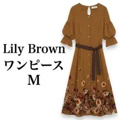 297 Lily Brown ロング ワンピース キャンディースリーブ M