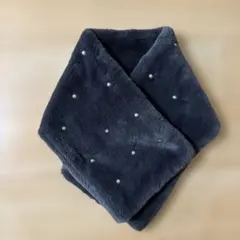 TRUBE パール付き フェイクファー マフラー グレー系 上品 暖か