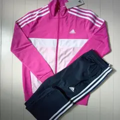 【新品タグ付】adidasジャージ上下セット150ピンク×ブラック
