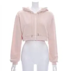 【clear・未使用に近い】フード付きショート丈スウェットパーカー