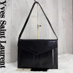 美品♡イヴサンローラン YSL ヴィンテージ レザー ショルダーバッグ ブラック