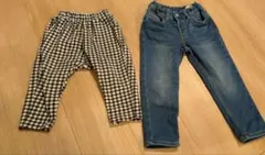 GU チェック柄パンツ &　H&M デニムパンツ