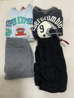 【100〜110cm】男の子トレーナー＆パンツ4点セット 新幹線/アメフト