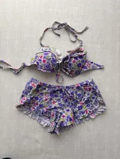 【Angel Luna】小花柄 水着 上下セット フリル ビキニ L