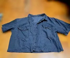 GU デニムシャツ 半袖 ブラック X中古L