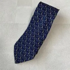 Salvatore Ferragamo ゴルファー柄ネクタイ ネイビー