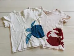 無印良品　動物Tシャツ　ウミガメ　カニ　100cm 2枚セット　男女兼用のサムネイル