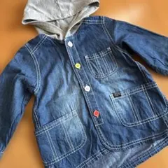フード付きデニムシャツ　ジャケット　100cm