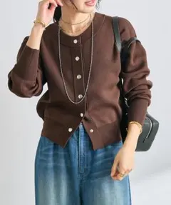 【RIVE DROITE】ダブルフェイスニットブルゾン　ブラウン