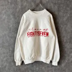 80s USA製 JERZEES スウェット L ホワイト バックプリント 古着