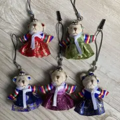 チマチョゴリ クマ ストラップ　5点セット