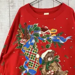 USA 古着　長袖　90s スウェット 裏起毛　プリント　アメカジ ゆるだぼ