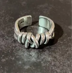 シルバー925 結び目モチーフ バイカーズ調 オープンリング 指輪 新品未使用