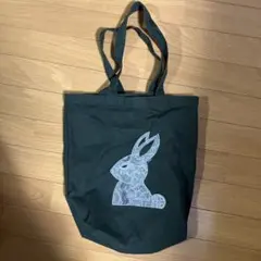 ウサギデザイン トートバッグ 深緑