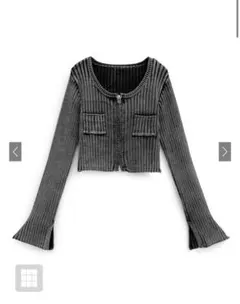 スリットフレアスリーブジップブリーチニットカーディガン[tu1295]