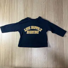 即購入OK 70〜80サイズ長袖カットソー ネイビー ロゴ入り西松屋