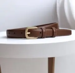 レディース ベルト 細め ブラウン 茶 ゴールドバックル b11