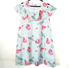 ディズニー　プリンセス　リトルマーメイド　アリエル　総柄　ストライプ　ワンピース