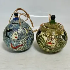 中国美術 鼻煙壺 2点セット 手描き - メルカリ