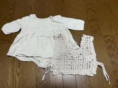 ママラク　mamaraku 鍵編みベスト付きロンパース　80サイズ