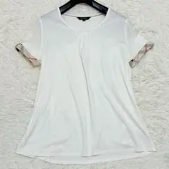 美品✨ バーバリーロンドン 袖ノバチェック 半袖Tシャツ ギャザー ホースロゴ