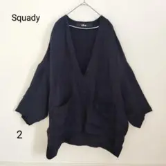 Squady スカディネイビー 深Vネック 長袖 トップス カットソー 紺色