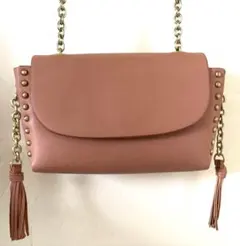 美品 ZARA チェーン フリンジ スタッズ ショルダー バッグ クラッチ