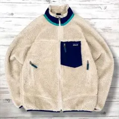 patagonia ボアジャケット 胸ロゴ ベージュ キッズXL 1251